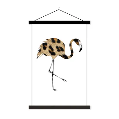 Produktbild von MuchoWow® Textilposter Flamingo - Pantherdruck - Tier 40x60 cm mit schwarzem Rahmen - Wanddekorationen