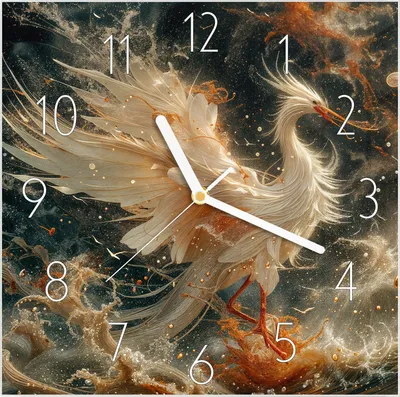 Produktbild von Wanduhr aus Glas mit Motiv Eleganter Vogel- 30 x 30 cm - inkl. Aufhängesystem