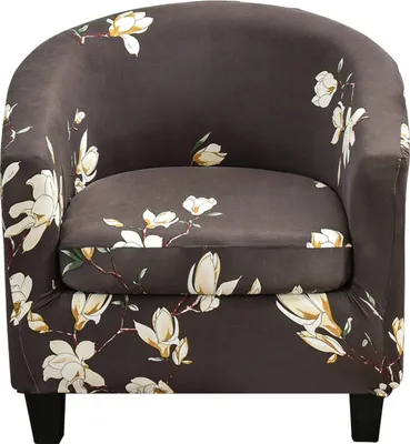 Obrázek produktu pro 2 kusy potahu na židle Club Chair Covers, Stretch Printed Chair Cover s odděleným krytem sedáku na židli, kryt na pohovku ve vaně (Black Magnolia)