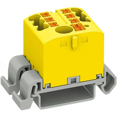 Produktbild von Verteilerblock Klemmen Verteilung Block Hutschiene für TH35 6/6x2,5 mit NS35A adapter Gelb
