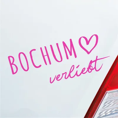 Produktbild von Auto Aufkleber Bochum verliebt Herz Stadt Heimat Liebe Car 19x8 cm Pink Sticker Heckscheibenaufkleber