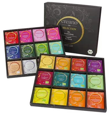 Produktbild von Creano Kräutertee & Tee Geschenkset „WORLD OF TEA“ - 72 Teebeutel in 24 unterschiedlichen Sorten - 144g*