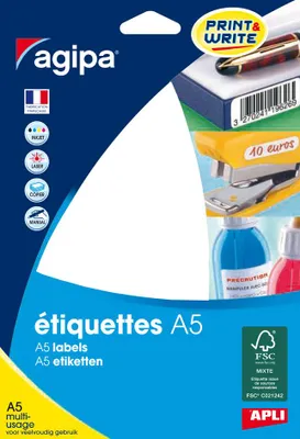 Immagine prodotto di agipa 100817 Etichette universali agipa, 19 x 38 mm, bianche