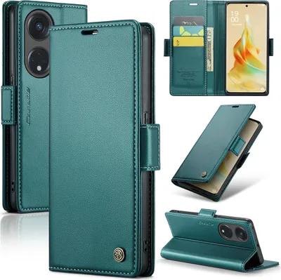 Image de Oppo Reno8 T 5G Case, RFID Blocking Card, Advanced Flip Leather Case with Stand Function for Oppo Reno8 T 5G Green
