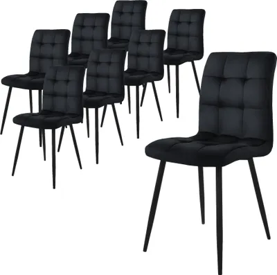 Obrázek produktu pro ML-Design sada 8 jídelních židlí s opěradlem, černá, ze sametu