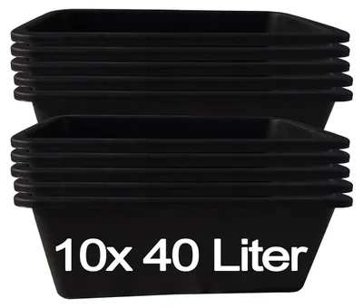 Image de 10 pcs. 40 litres bac à mortier Tuppe bac à mortier bac à ciment bac à maçon bac à plantes