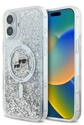 Zdjęcie produktu dla Etui Karl Lagerfeld Liquid Glitter Karl&Choupette do iPhone 16