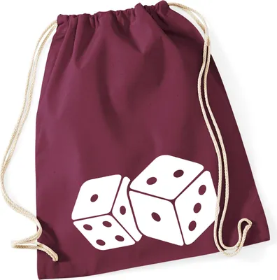 Produktbild von Huuraa Turnbeutel Würfel Dice 12 Liter Burgundy Baumwolle Rucksack Geschenkidee