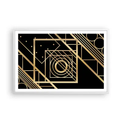 Produktbild von Gerahmtes Poster - Weißer Rahmen - Abstraktion Quadrat Gold - 91,5x61 cm - Wand Bild - Wanddeko - Wandbilder - Kunstposter - Wandposter - Bilderrahmen - Bilder - Kunstdruck - P2WAA91x61-4375