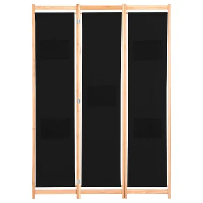Image de vidaXL Séparation de pièce en 3 parties Noir 120 x 170 x 4 cm Tissu