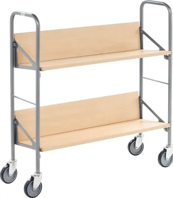 Produktbild von Kongamek Archivwagen in Birkeoptik mit 2 schrägen Böden 820x720mm 4 Buchstützen und 50kg Tragkraft