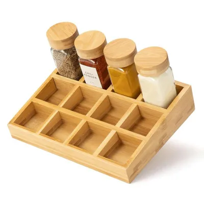 Produktbild von Bambus Aufbewahrungsbox, 12 Fächer, Gewürzregal, Schreibtisch Organizer, Holz, Sortierbox