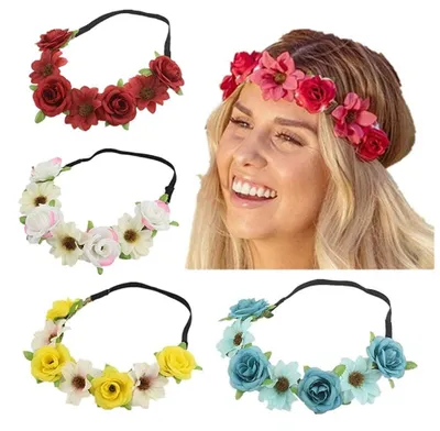 Produktbild von Blumenkranz Haarband, Rosa, Set von 8 Stück