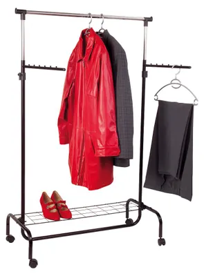 Produktbild von Kleiderständer fahrbar mit Ablage EUROHOME® – aus Metall und Kunststoff, 84,5x22x5,5cm – für die Aufbewahrung Ihrer Kleidung