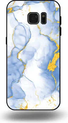 Immagine prodotto di Smartphonica Custodia per telefono adatta per Samsung Galaxy S7 Edge con stampa marmo blu chiaro oro - TPU Backcover Case Lightblue Gold Marble Design