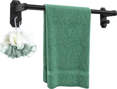 Obrázok produktu pre Čierny vešiak na uteráky, 40 cm, pevný a štýlový, do kúpeľne alebo kuchyne