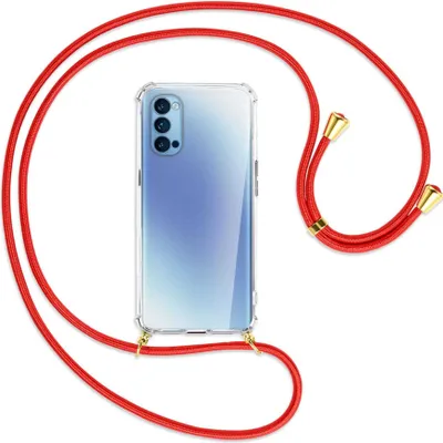 Produktbild von Handykette Backcover-Schutzhülle mit Band (Metall goldfarben) für Oppo Reno5 4G/5G - rot