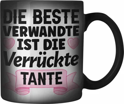 Produktbild von Trendation - Beste Tante der Welt Geschenk Farbwechsel Zauber-Tasse mit Spruch für Tante Weihnachten Lieblings Verrückte Tante Coole Geschenkidee (Schwarz)