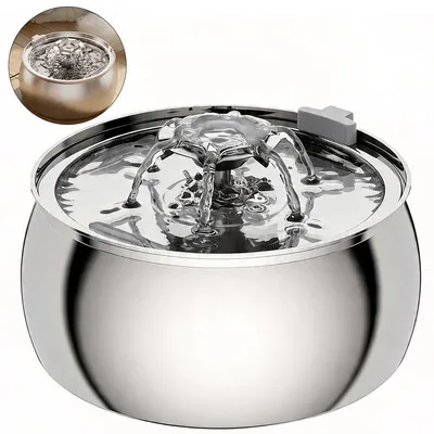 Produktbild von Katzen-Trinkbrunnen 4 L – Edelstahl, Spülmaschinenfest, Ultra-Leise mit 4 Aktivkohlefiltern & Filterwatte, Ideal für Mehrkatzen-Haushalte
