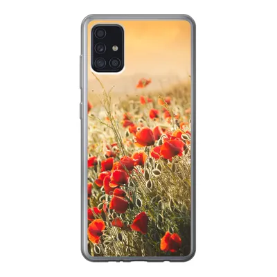Produktbild von MuchoWow® Handyhülle Schutzhülle Hülle für Samsung Galaxy A52 5G Sonnenstrahlen über einem Mohnblumenstrauß Silikon Softcase Handy Hülle - Umschlag