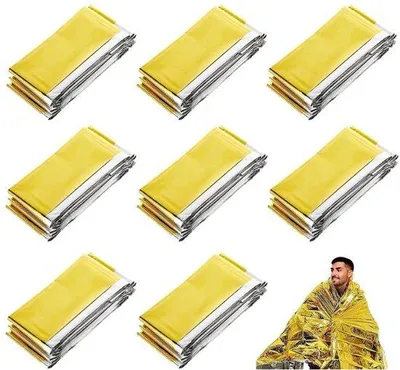 Produktbild von 8 Stück Rettungsdecke - 210 x 140 cm - Gold/Silber - Notfalldecke - für Wandern, Camping und Outdoor-Aktivitäten