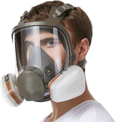 Produktbild von Wiederverwendbare Vollgesichtsmaske, Atemschutzmaske, staubdichte Gasmaske, austauschbare Doppelfilter fš¹r Lackier-, Spritz-, Schwei?- und Arbeitsschutz