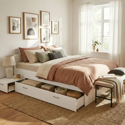 Produktbild von BETT TWIST MIT NACHTTISCH / 160x200 - Weiß