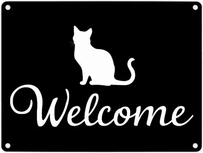 Produktbild von Katzen Silhouette Welcome Metallschild in 15x20 cm