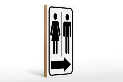 Produktbild von Holzschild Hinweis 10x27cm Toilettenfiguren Pfeil rechts
