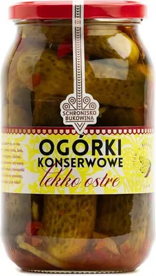 Zdjęcie produktu dla Ogórki lekko ostre z chilli 870g - Schronisko Bukowina