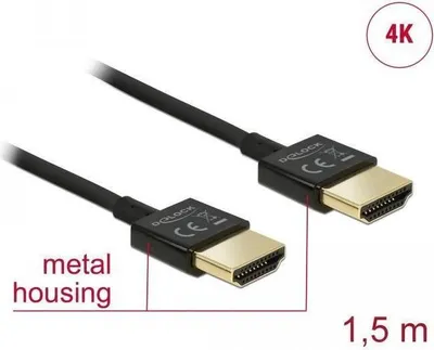 Image de Delock 84772 DELOCK HDMI Kabel Ethernet A -> A St/St 1.50m 3D 4K slim