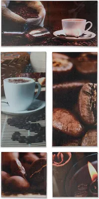 Produktbild von Wandbild 5er Set 86x42cm Leinwand Kaffee Cappuccino Küche Deko Bild