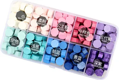 Produktbild von 200 Stück Siegelwachs-Perlen – Buntes Wachsset mit Aufbewahrungsbox für Siegelstempel, Karten, Umschläge, Briefe und Hochzeitseinladungen