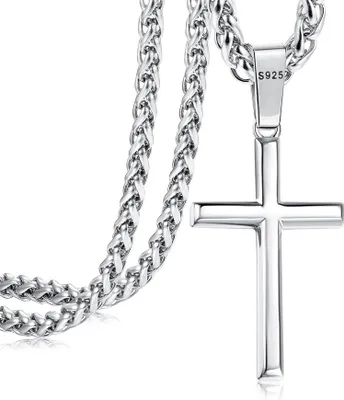 Image de Adramata Chaîne Croix 925 Argent Pendentif Chaîne Panzers Hommes Femmes