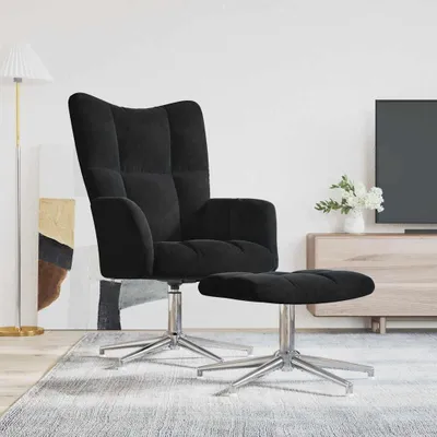 Produktbild von vidaXL Relaxsessel mit Hocker Schwarz Samt