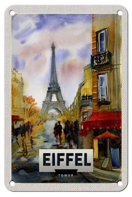 Produktbild von Blechschild Reise 12x18cm Eiffel Tower malerisches Bild Kunst Schild