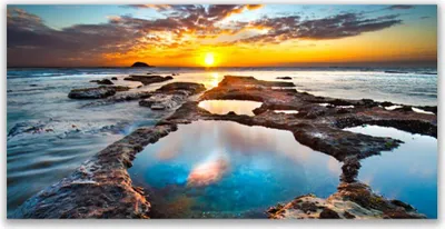 Produktbild von Glasbilder 120x60 Wandbild Druck auf Glas Meer Sonne Landschaft