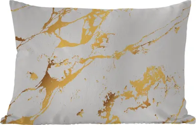 Produktbild von MuchoWow® Outdoor Kissen - Marmor - Weiß - Gold - Luxus - 50x30 cm - Wetterfest - Lounge Kissen - Sofa kissen - Wohnzimmer Dekoration