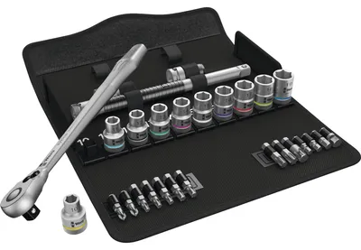 Produktbild von Wera 8100 SC 8, Steckschlüssel-Set, Schwarz, Chrom, CE, Ratschengriff, 1 Stück(e), 1/2"