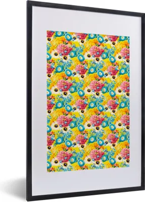 Produktbild von MuchoWow® MuchoWow® Gerahmtes Poster Blumen - Farben - Palette 40x60 cm - Poster mit zchwarzem Bilderrahmen - Poster in Rahmen