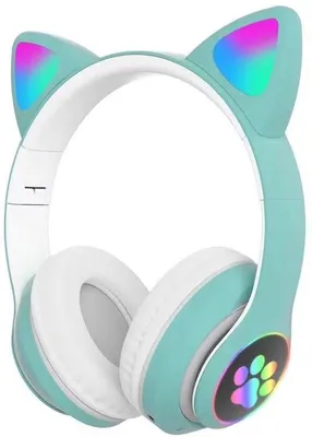 Obrázek produktu pro Dětská sluchátka přes uši – světle zelená a bílá – Bluetooth – mikrofon v uchu – se světlem – pro děti