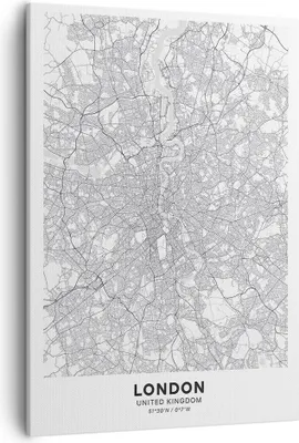 Produktbild von Bild auf Leinwand - Leinwandbild - Einteilig - Stadt Karte London - 50x70cm - Wand Bild - Wanddeko - Wandbilder - Leinwanddruck - Wanddekoration - Leinwand bilder - Wandbild - PA50x70-4680