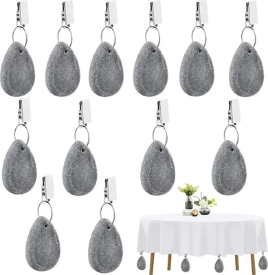 Produktbild von Tischdeckenbeschwerer Naturstein Grau Set von 12 - Für den Außenbereich - Picknick Klammern Tischdeckenbeschwerer