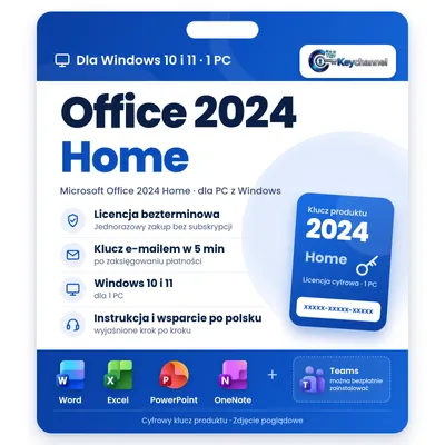 Zdjęcie produktu dla Microsoft Office 2024 Home | Pełna wersja dla Windows 10/11 | 1 PC | Licencja bezterminowa bez subskrypcji | Klucz e-mailem w 5 min