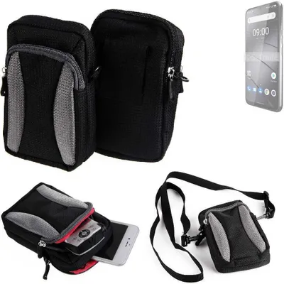 Produktbild von K-S-Trade Holster Schutz Hülle kompatibel mit Gigaset GS5 Pro SE Handy Hülle Gürteltasche Umhängetasche mit Zusatzfach schwarz
