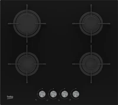 Immagine prodotto di Piano cottura a gas 60cm 4 fuochi 7400w vetro nero Beko HILG64221S