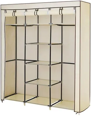 Produktbild von Unyqoos ® Kleiderschrank mit Doppel-Kleiderstangen und Staubschutz für eine organisierte Garderobe
