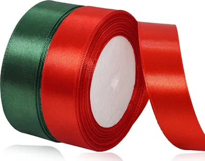 Produktbild von Weihnachtsband 25 mm - Rot und Grün - 2 Rollen - 45 Meter - Perfekt für Geschenkverpackung, Basteln und Dekoration