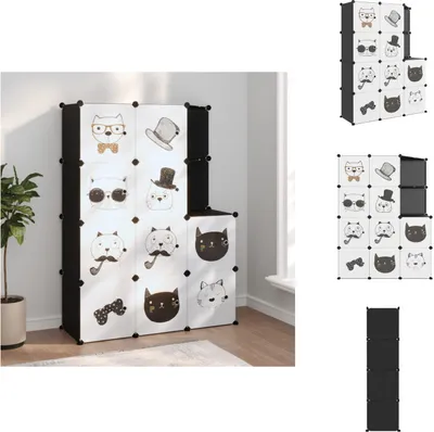 Produktbild von vidaXL Kinderschrank Modular mit 10 Würfeln Schwarz PP -  Schuhregale & -schränke
