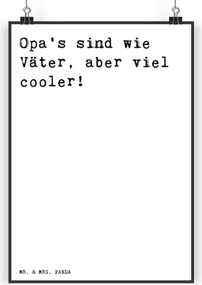 Produktbild von Mr. & Mrs. Panda Bild Opas sind wie Väter,... DIN A3 - Weiß - Geschenk, Großeltern, Opa, Sprüche, Vater, Spruch Weisheiten Zitate Lustig Weisheit Worte, Papa, Kunstdruck
